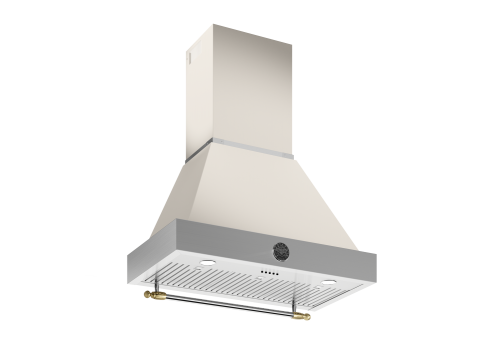 Coifa de parede Bertazzoni Heritage K36HERTX + KC36HERTAV de 91 cm em inox e dourado.