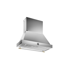 Coifa de parede Bertazzoni Heritage K48HERTX + KC48HERTX de 122 cm em inox e dourado.