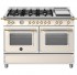Fogão Bertazzoni Heritage HER126 G2EAVGT na cor marfim e dourado.